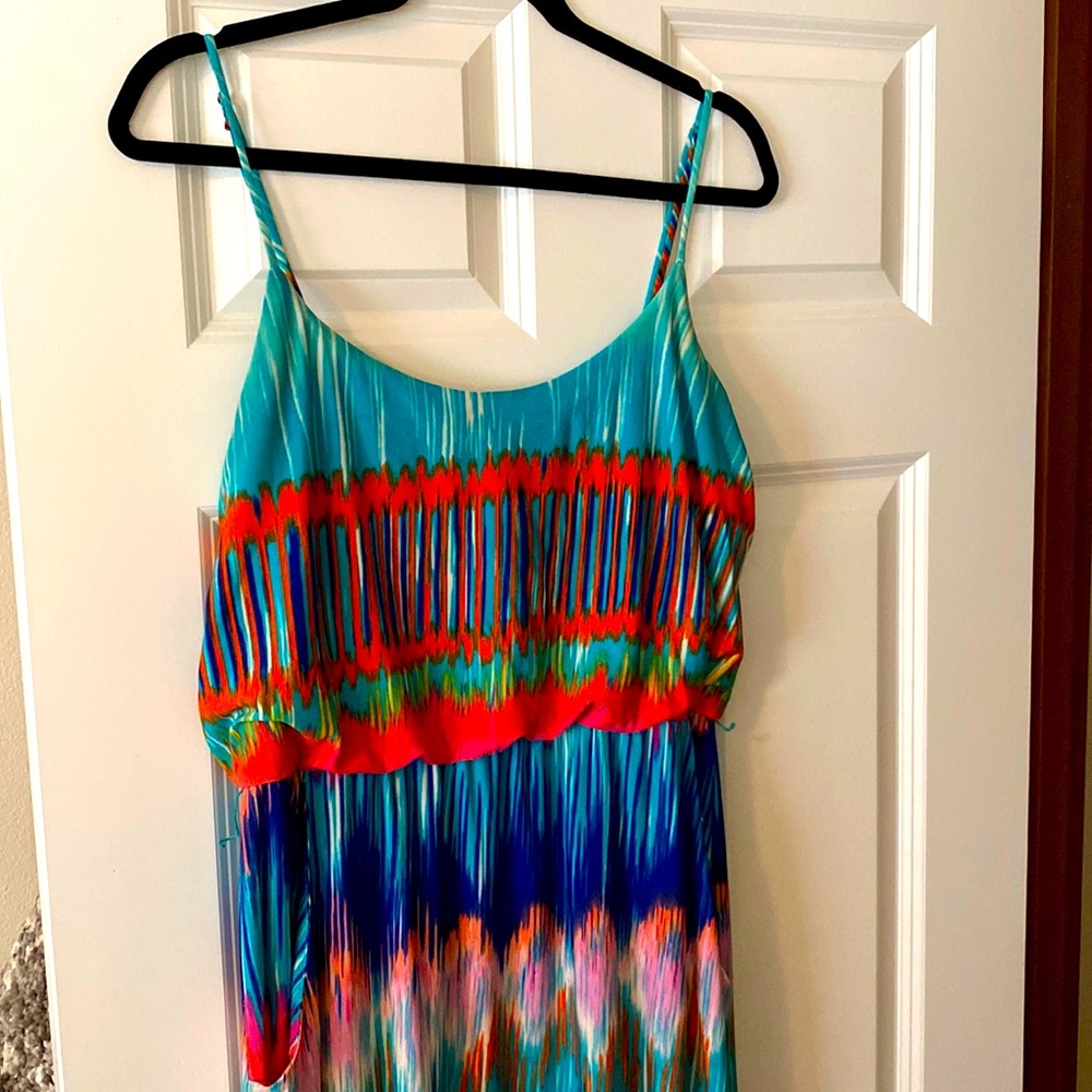 Bisou bisou multicolor maxi dress, size 12